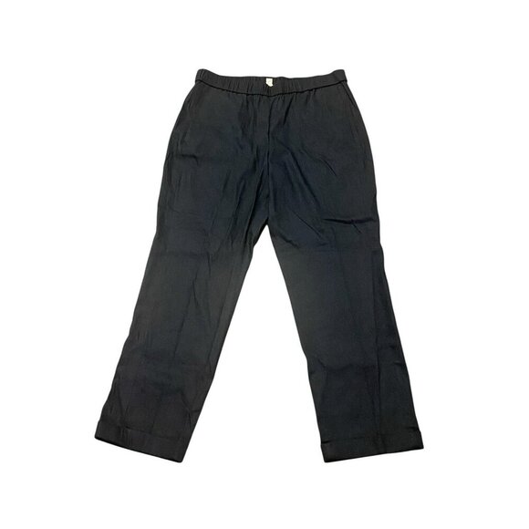 J Jill Linen Stretch Pant Medium Petite Pull On Pockets Cuffed Deep Blue NWT - Picture 1 of 8
